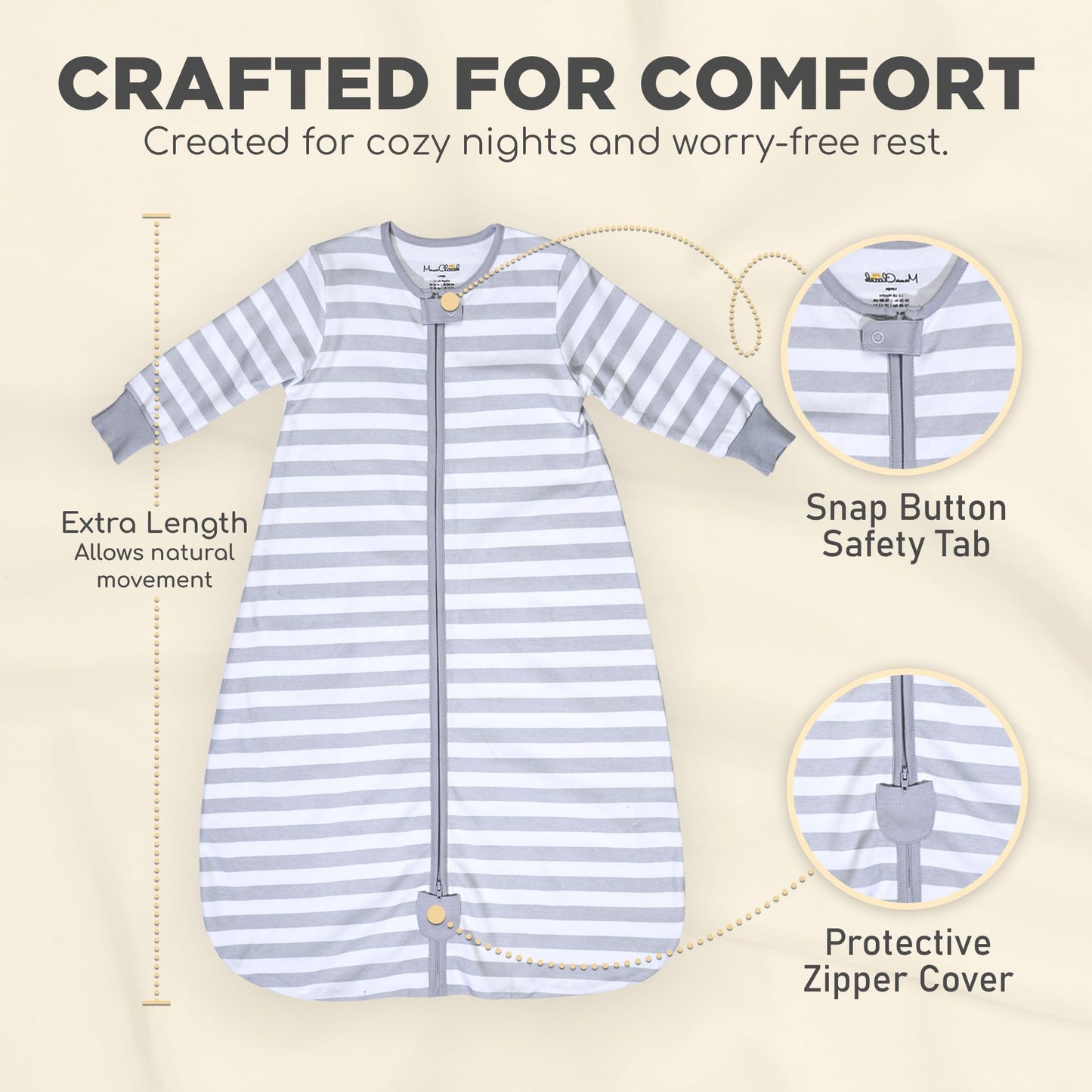 Mama Cheetah Baby Sleep Sack with Sleeves, 0.5 TOG Organic Cotton Wearable Blanket and Two-Way Zipper, Swaddle Transition Long Sleeve Sleeping Bag for Newborn Infant Toddler, 24-48 Months