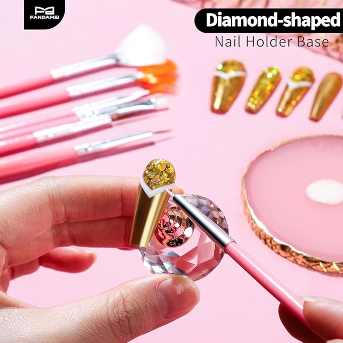 FANDAMEI Nail Design Tools, Nail Art Tools, Nail Brush, Nail Art Kit With Nail Stand, Nail Holder For Painting Nails, Nail Art Brushes, Nail Dotting Tool, Nail Art Palette, Nail Tools For Nail Art
