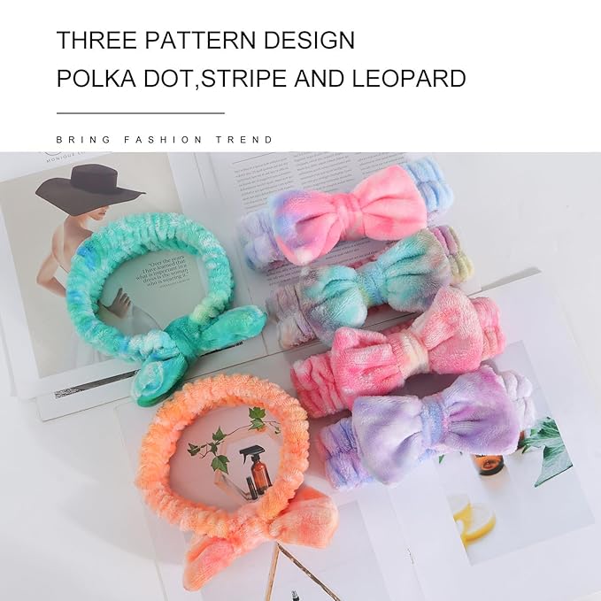LADES Soft Skincare Headband – Adjustable, Comfortable & Stretchy Fabric, Cute Patterns for Makeup, Facial – Non-Slip, Headband for Hair Control