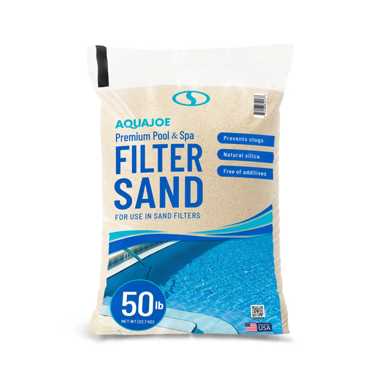 Aqua Joe Premium Pool and Spa Filter Sand, Natural Silica, 50 Lb Bag - Above Ground and Inground Swimming Pool System Accessory for Care, Cleaning, and Maintenance, FLTSAND50