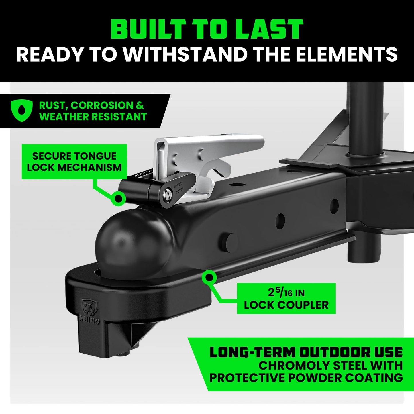 Rhino USA Trailer Hitch Lock Kit (for 2-5/16" Trailers) Heavy Duty Anti Theft Trailer Coupler Locks for RV, Camper, Trailer, Boat, Caravan - Reinforced Solid Steel Tow Lock for Trailer Tongue