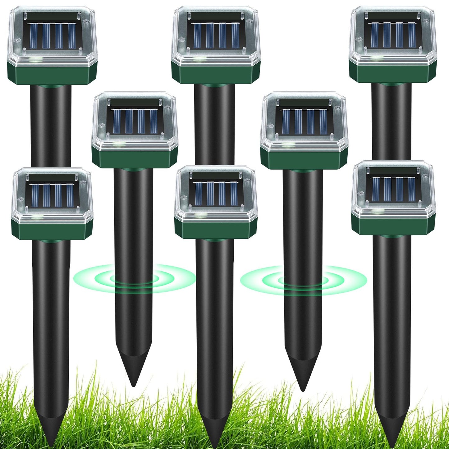 Mole Repellent for Lawns 8 Pack, Solar Powered Mole Repeller Ultrasonic Gopher Repellent, Outdoor Waterproof Vole Vibration Stakes,Sonic Gopher Deterrent Yard for Rodent Groundhog Snake Chipmunk