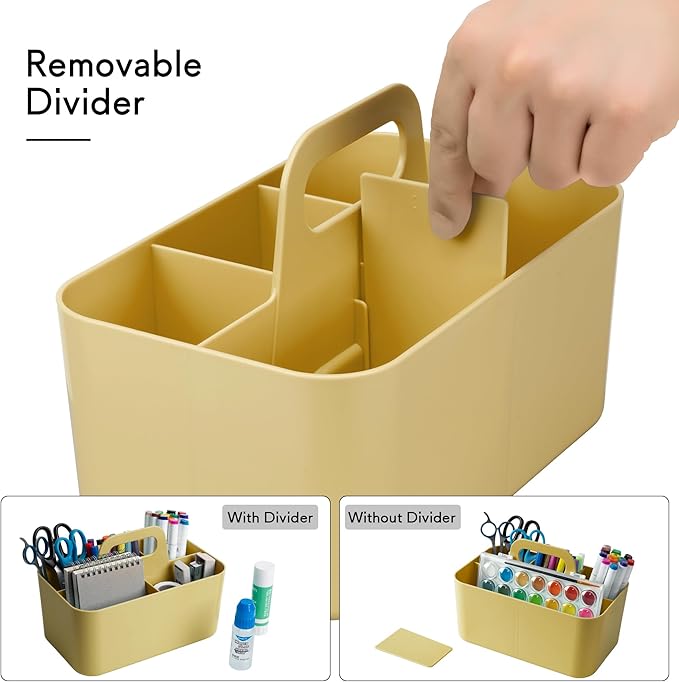 Tiawudi Multipurpose Caddy Organizer, Plastic Caddy with Handle, Stackable Desk Organizer for Stationery, Marker and Pencil, Office Supplies Organizer, Dorm Caddy