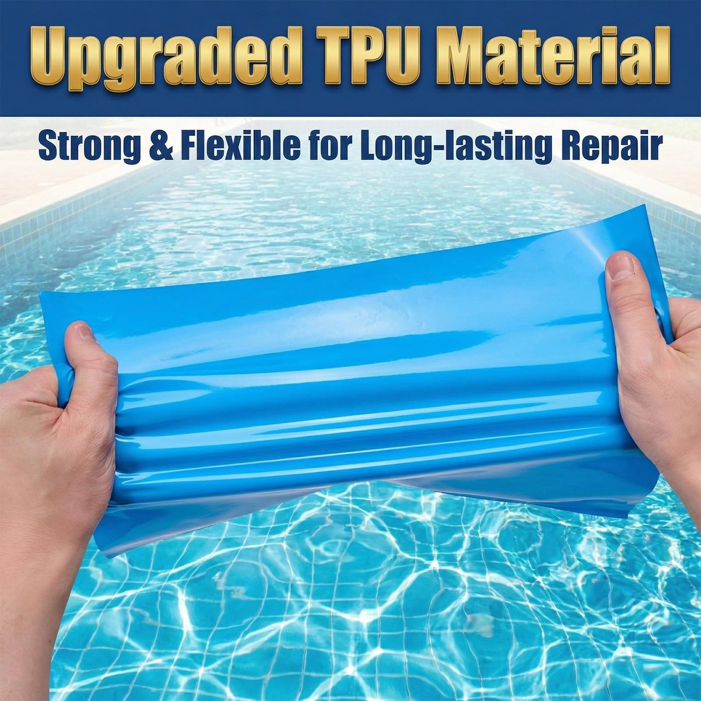 Extra Large Pool Liner Repair Patch, 2.79 x 4.1 Ft Self-Adhesive TPU Waterproof Patch Repair Kit for Above Ground Pools, Inflatable Pools, Pool Floats, Bounce Houses
