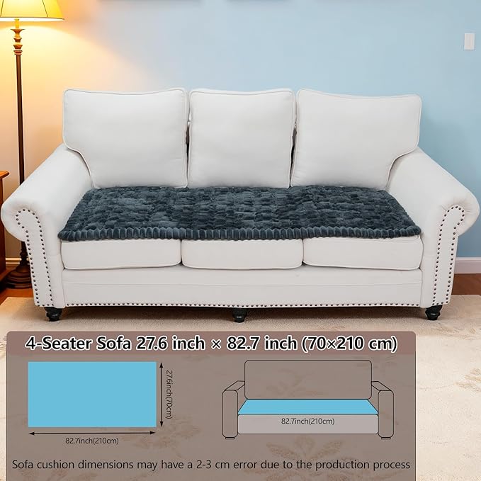 Waterproof Couch Cover for Dogs Washable,Non Slip Fuzzy Durable Couch Covers for 3 Cushion Sofa Pet Friendly Sofa Cover Dog Thick Soft Slipcovers Protector Couches Mat Bed (Grey, 27.6" x 82.7")