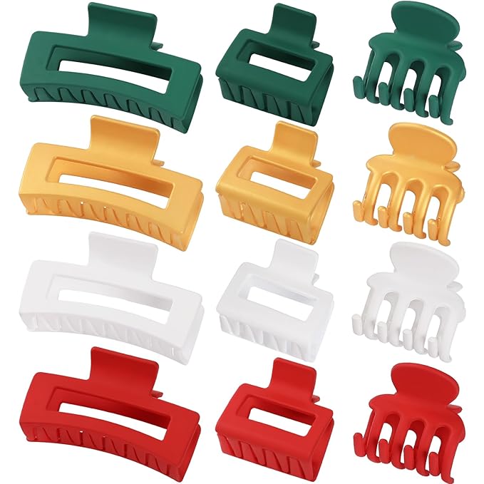 3 Styles Hair Clips for Women Small Medium Big Claw Clips for Thin Thick Hair 12 Pcs Hair Claw Clips Hair Clips Combination Hair Accessories for Women (Christmas)