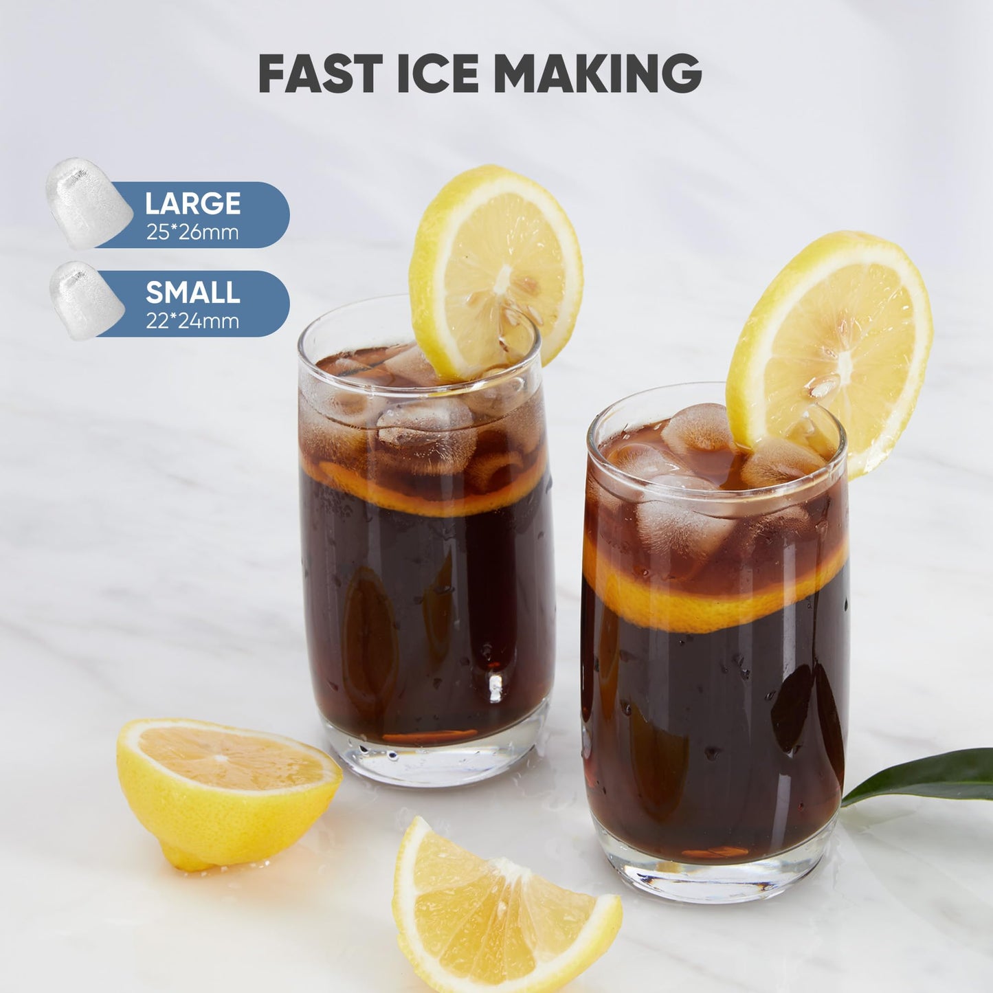 DUMOS Ice Makers Countertop with Handle Ice Machine, Fast in 6 Mins, 26lbs in 24 Hours, Quiet Self-Cleaning, Compact Size Portable for Home, Kitchen, RV, Camping,Modern Black