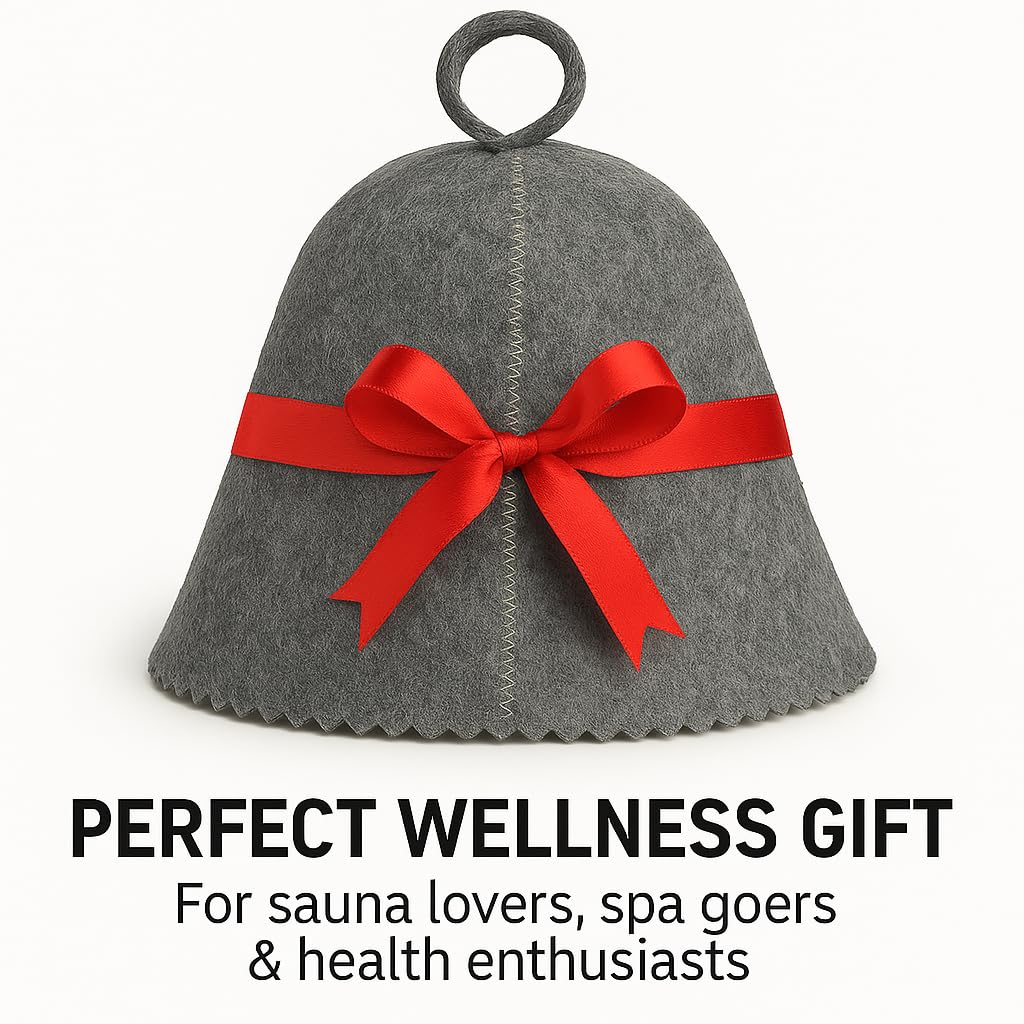 Premium Sauna Hat – 100% Natural Wool, Handmade Sauna Headwear for Men and Women – Eco-Friendly, Breathable, Insulating Hat for Sauna, Steam Room, Banya, and Bathhouse – One Size Fits All, Grey