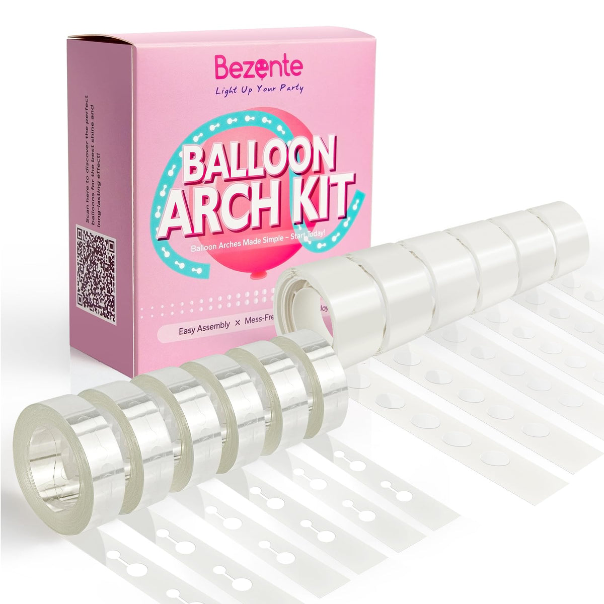 Bezente Balloon Arch Kit, 98.4ft Balloon Decorating Garland Tape Strips and 600pcs Glue Point Dot Stickers for Wedding Birthday Baby Shower Party Decorations