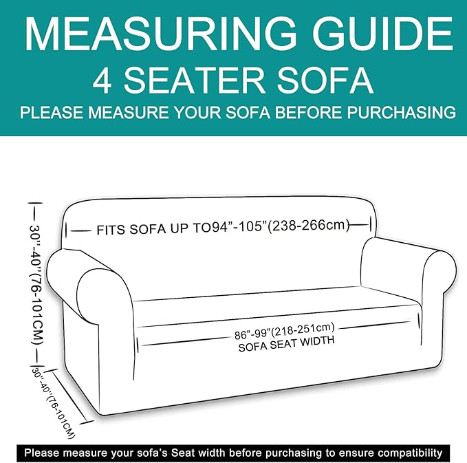U-NICE HOME 4 Seater Stretch Couch Cover Sofa Cover Washable Sofa Slipcover Furniture Protector for 3 Cushion Couch Sofa Pet Friendly, Beige
