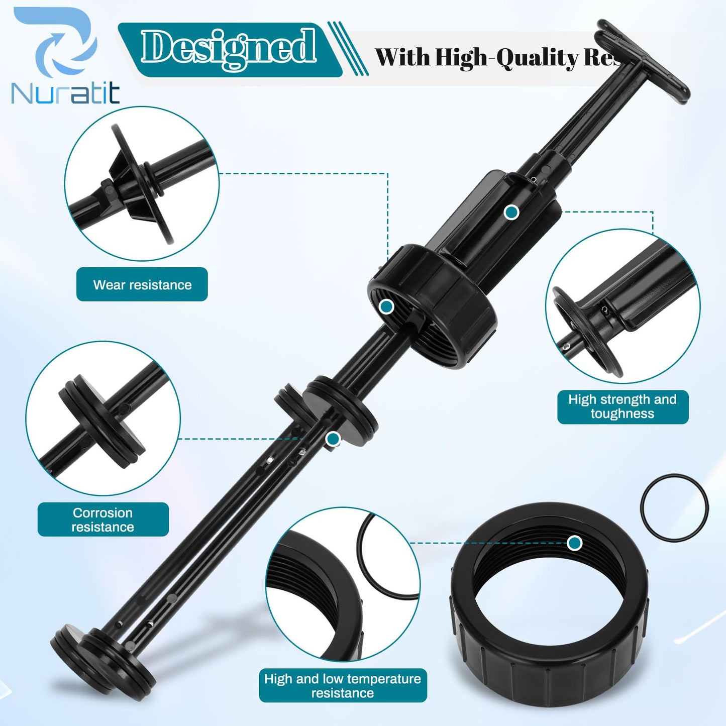 NURATIT 263055 Piston Shaft Assembly Replacement Kit, Compatible with Pentair PVC Slide Pool, FNS Plus Pool Backwash Valve and Spa Valve, Replace Model 263064, 263052, 263053, 263078, and 263079