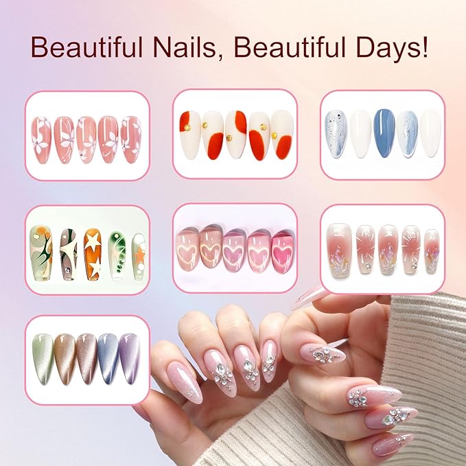 65Pcs Nail Art Tools Set, Professional 7Pcs Nail Art Brushes and 2Pcs Striping Liner Brush, 3Pcs Dual Tipped Dotting Pens, 4-Types Cat Eye Magnet, 50Pc Nails Sponges for Ombre & Grabbing Pen