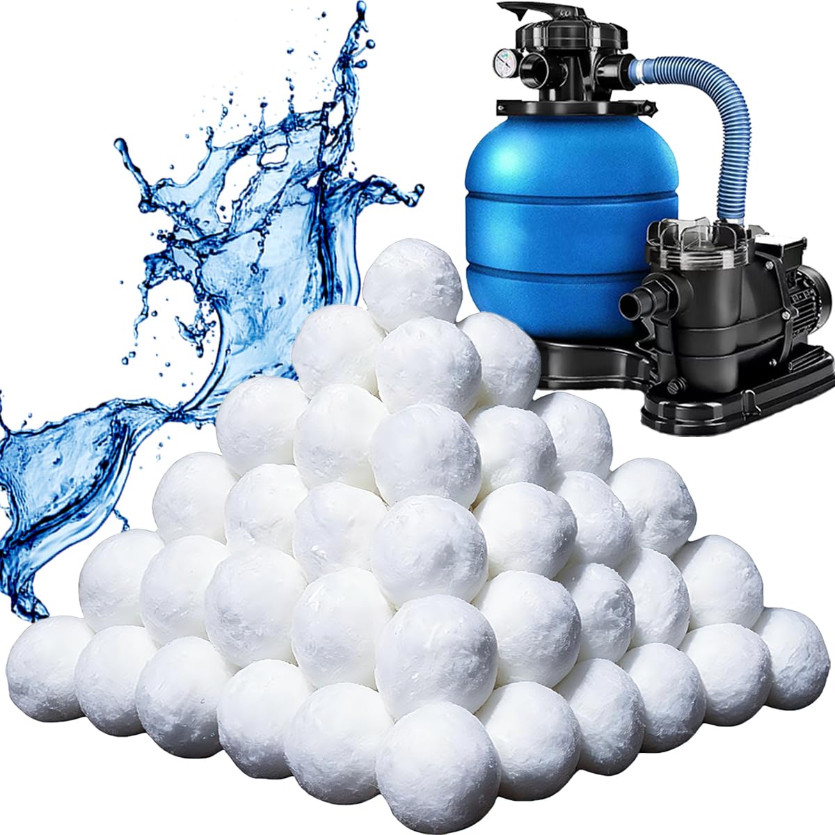 Shelprojsu 3.1 lbs Pool Filter Balls for Sand Filters Pump,Reusable Swimming Pool Filter Balls,Pool Filter Media Balls,Sand Filter Balls for Above & Ground Pool,Efficient Replace 100 lbs Filter Sand
