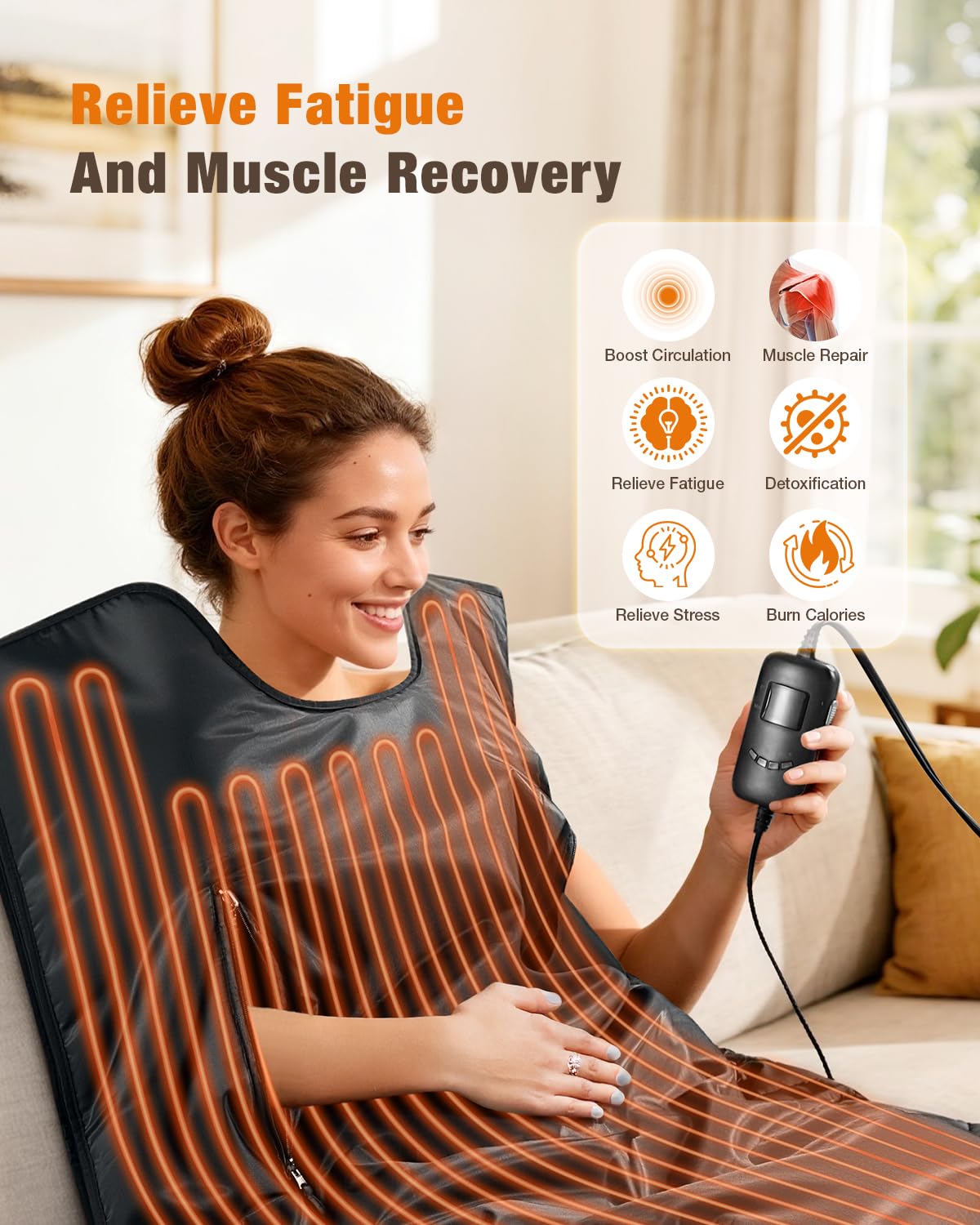 noerishia Portable Sauna Blanket for Home, Portable Design, Relaxation and Detox Washable & Foldable with Carrying Bag and Remote Control, 88-158℉, 10-60 Minutes Timer, (6 x 2.62) FT
