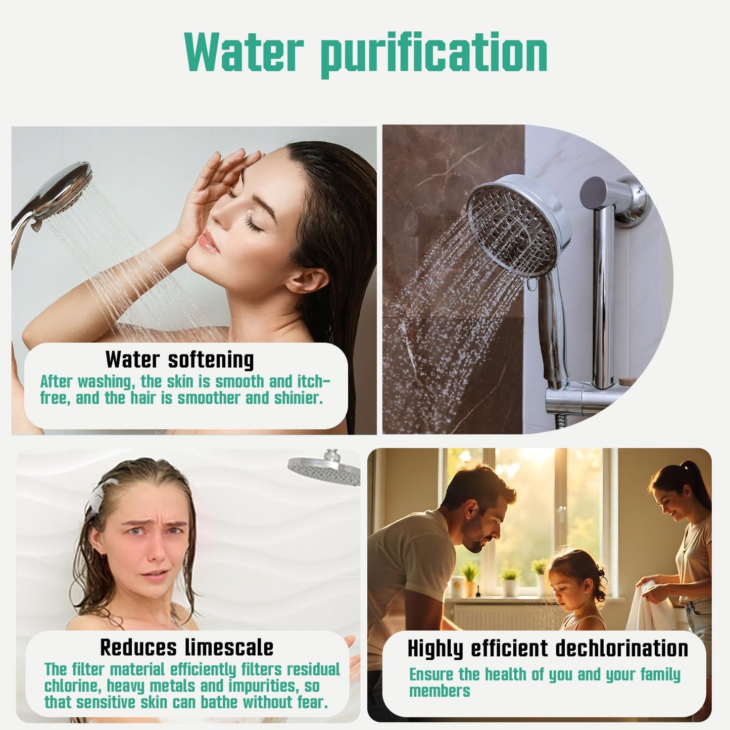 4 Pack Replacement Filters Compatible With Cobbe® Handheld Shower Head,Water Filter For Water Softening,Removes Chlorine(White)