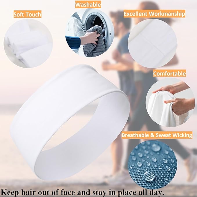 Trendy Elastic Headbands 7PCS - Soft Thick Cotton Cloth for Women's Hair Workout, Yoga, Running Sport