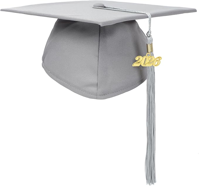 Unisex Adult Matte Graduation Cap with Tassel Year Charm