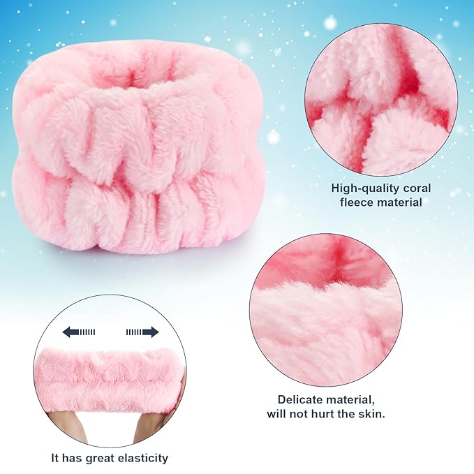 4 Pcs Wrist Bands for Washing Face, Microfiber Wrist Towels for Washing Face, Spa Wristbands for Washing Face, Face Wash Wristbands, Arm Bands for Washing Face for Woman and Children