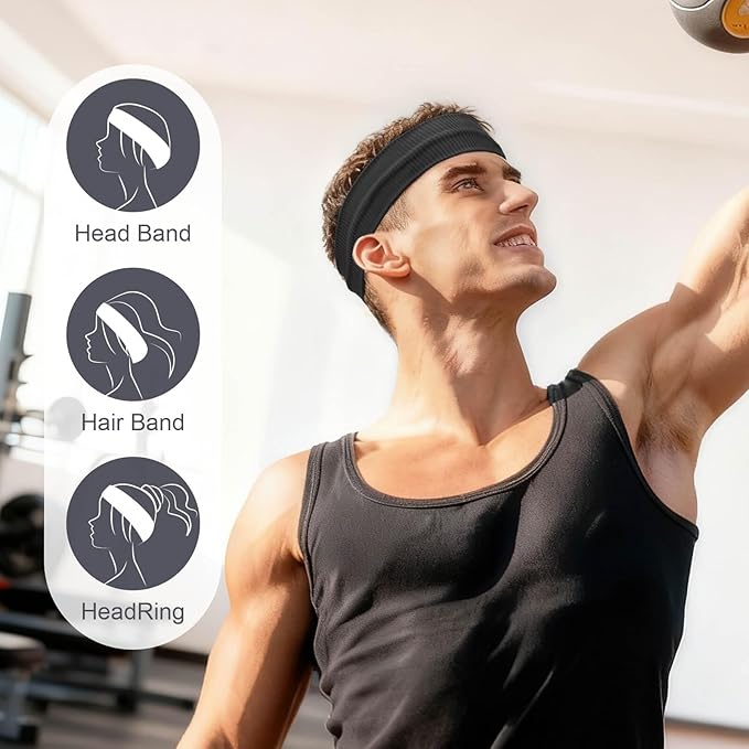 DRESHOW 8 Pack Sweat Bands Headbands for Women Workout Non-Slip Stretchy Fashion HairBand Curly Hair Headband Soft Hair Accessories for Sports Running Athletic Yoga