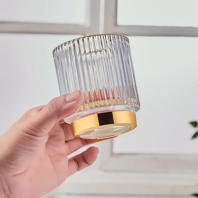 Makeup Brush Holder Organizer,Toothbrush Holders,Desk Pen Pencil Holder,Multifunctional Vintage Glass Brush Cup（S/White/A3-14-US）