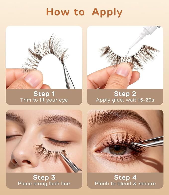 DYSILK Naked Strip Lashes 5 Pairs - 6D Natural Lashes Wispy Lashes Fake Eyelashes Lightweight Natural Look, Reusable & Portable, Invisiband for Comfort, Perfect for Everyday Wear | 14mm (Brown-02)