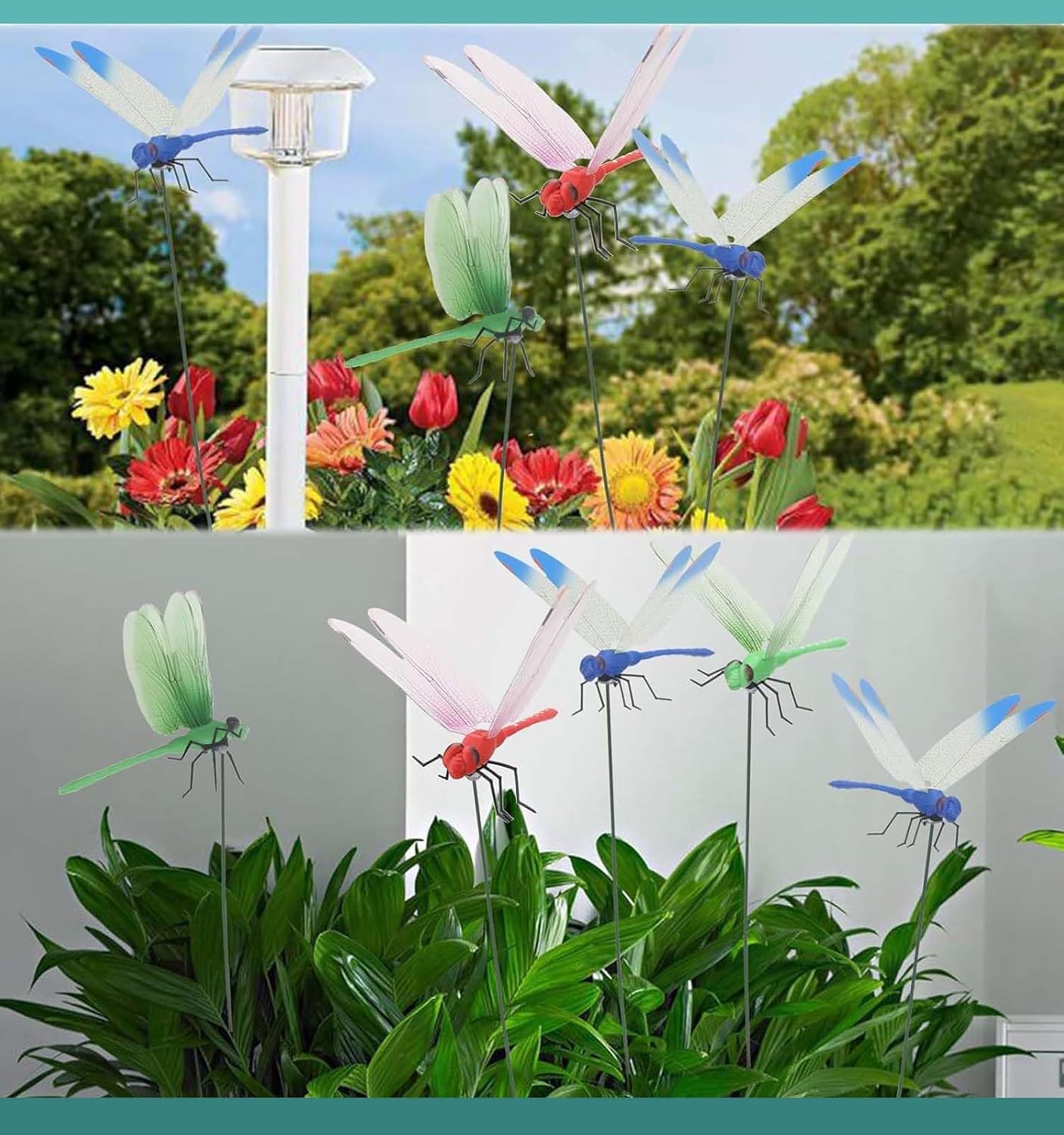20 Pcs Dragonfly Clips for Bugs Repellent, 3D Artificial Dragonfly Hat Clips Garden Decor, Garden Bird and Fly Scare Devices for Indoor Outdoor
