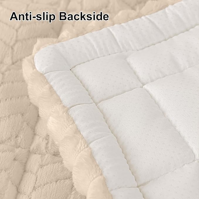 Smiry Non Slip Couch Covers for Dogs, Fuzzy Pet Couch Covers for 2 Cushion Sofa Pet Friendly, Soft Sofa Loveseat Slipcovers Cushion Furniture Protector Washable (Apricot, 27.6" x 47")