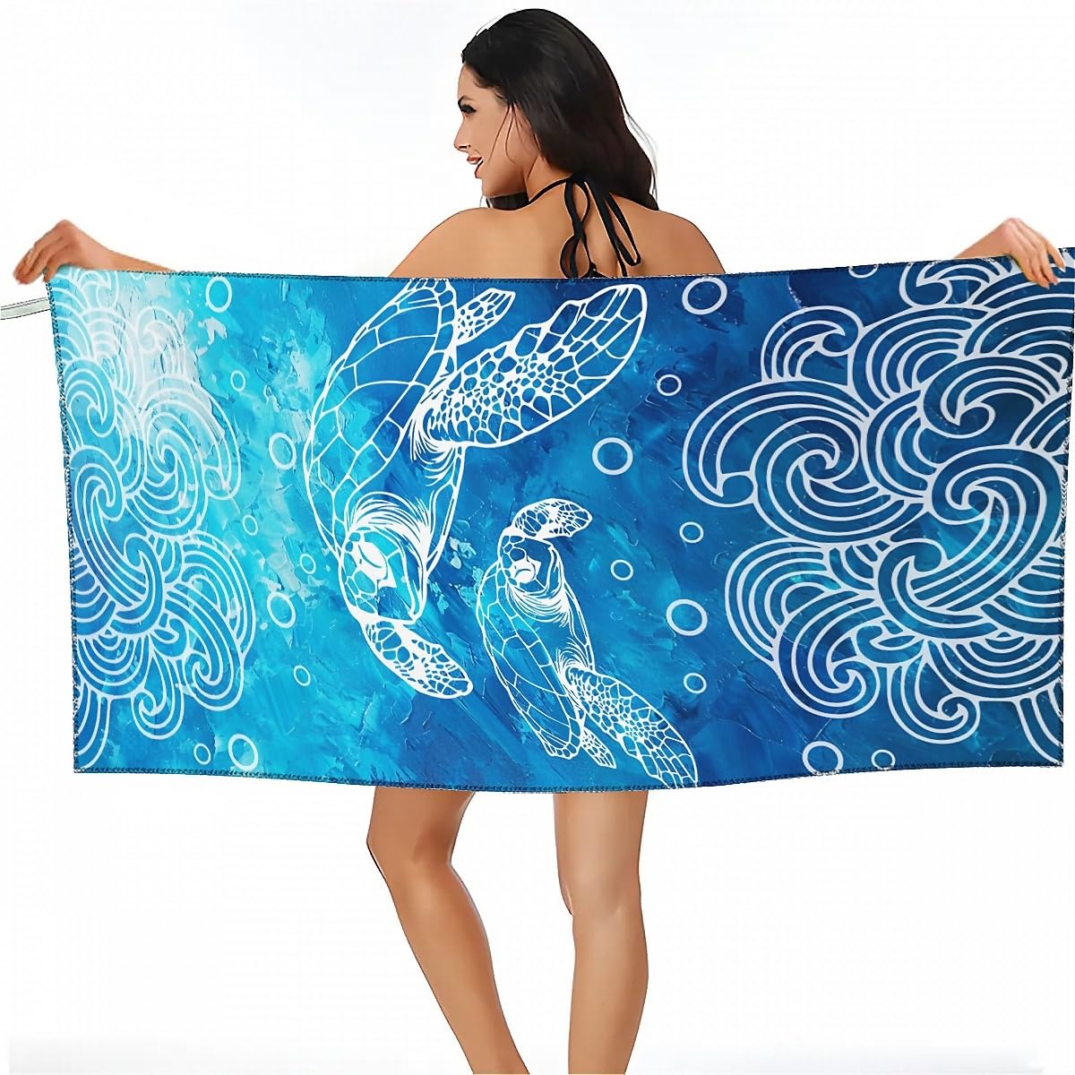 Amasnay Sea Turtle Microfiber Beach Towel Sand Free Towels Thin Quick Dry Super Absorbent Oversized Large Lightweight Towels for Travel Sports Pool Swimming Bath Camping Yoga Women Girls Adults