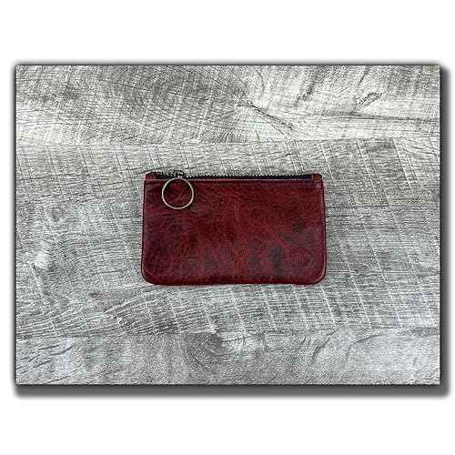 Leather Pouch with Zipper (Canyon Rouge, X-Small 5.5" x 3")