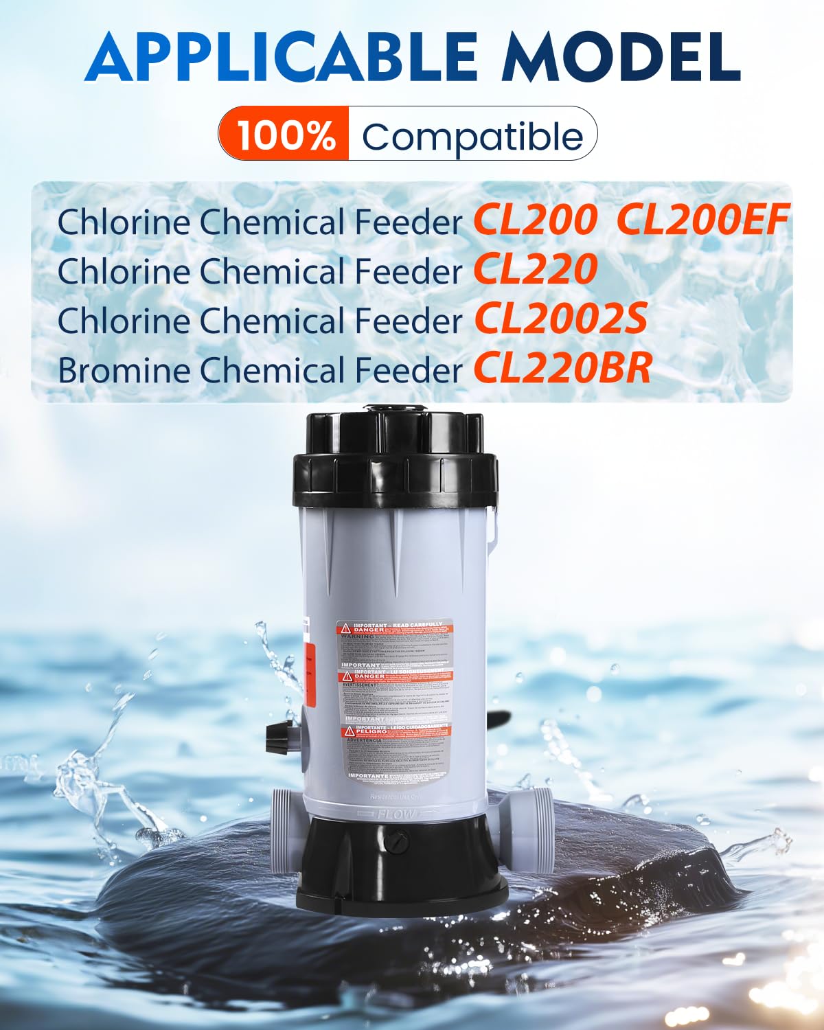 Pomeade Chlorinator Cover Compatible with Hayward Cl200 CL220 Automatic Chlorinator Feeder, ABS Material, Long Service Life, with The Chlorinator to Ensure no Leakage, Easy to Install(Black)