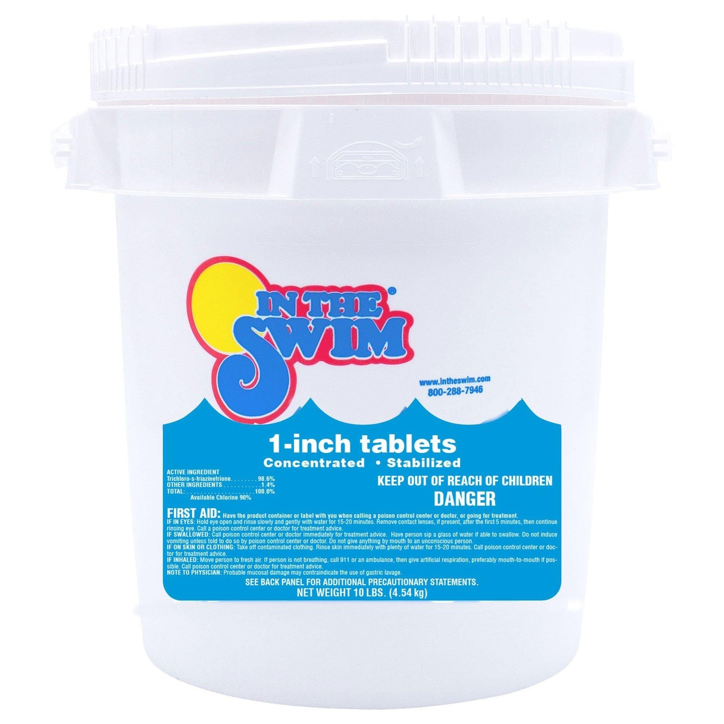In The Swim 1 Inch Stabilized Chlorine Tablets for Sanitizing Swimming Pools - Fast Dissolving - 90% Available Chlorine - Tri-Chlor - 10 Pounds