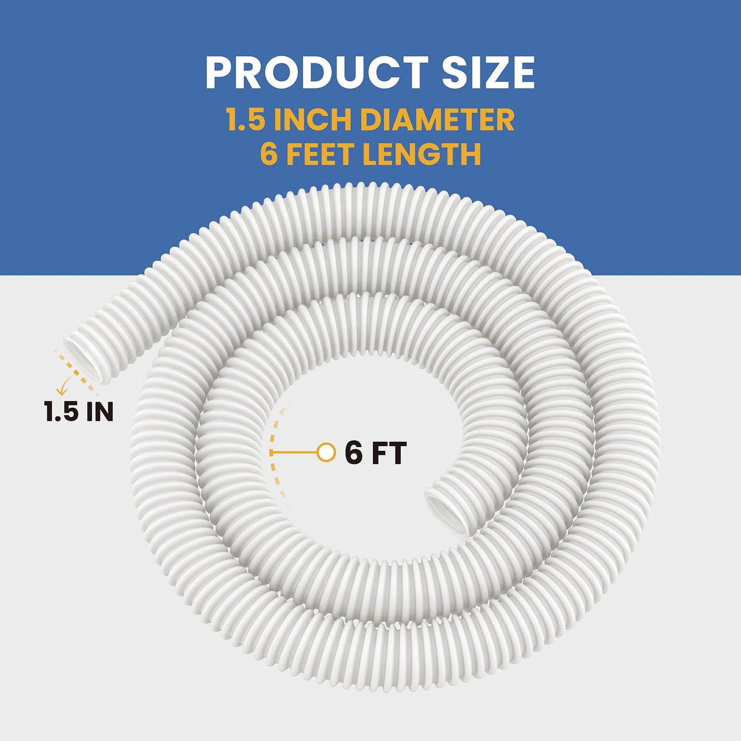 9-100-3102 Hose Replacement for Polaris 360 Pool Cleaner,Heavy Duty 6-Ft Cuffless Feed Hose for 360 Pressure-Side Pool Cleaner,1-1/2" Diameter