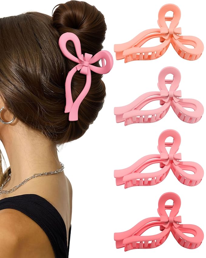 4 PCS Bow Hair Clips for Women Bow Claw Clip 5" Extra Large Hair Claw Clips for Thick and Long Hair Cute Bows Big Clip