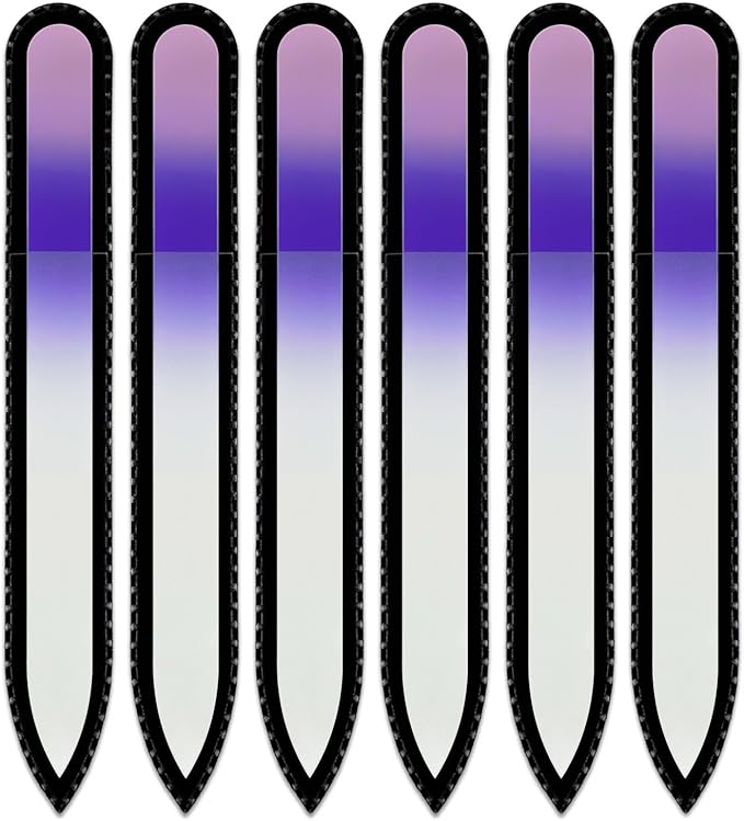 Mont Bleu Rainbow Crystal Nail File in Black Pouch - Czech Tempered Glass - Handmade in Bohemia (Czech Republic)