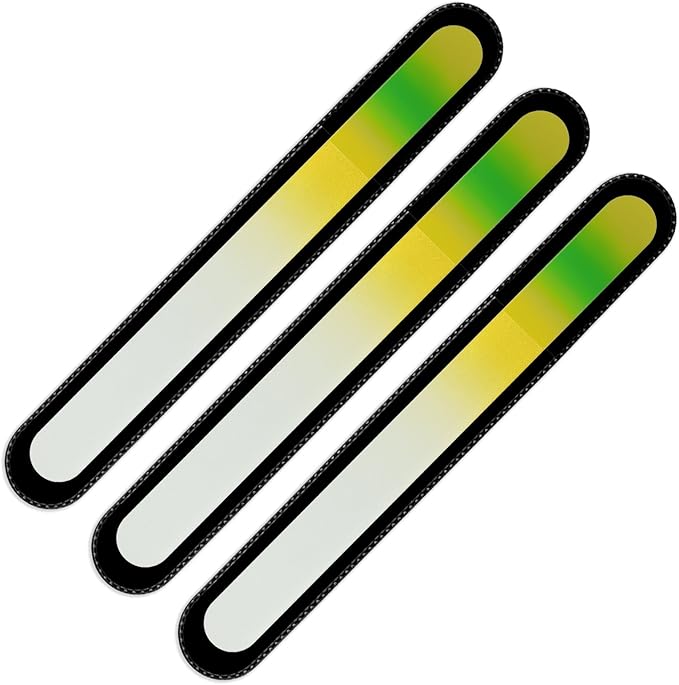 Mont Bleu Rainbow Crystal Nail File in Black Pouch - Large/Professional Size - Czech Tempered Glass - Handmade in Bohemia (Czech Republic)