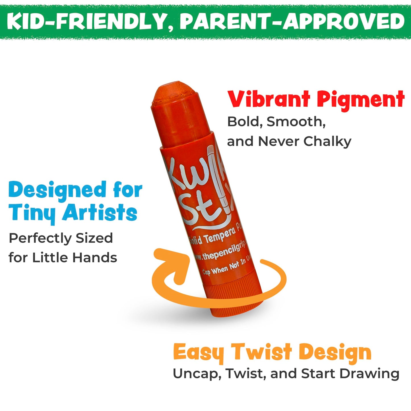 Kwik Stix Solid Tempera Paint Sticks – 12 Pack of Black – Same Color Washable, Quick Dry (90 Seconds), ASTM Certified, Non-Toxic, Allergen-Free Kids & Toddler Art Supplies for Home, School & Crafts