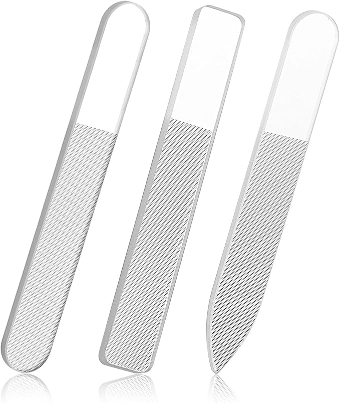 9pcs Glass Nail Files for Natural Nails Crystal Nano Glass Fingernail Files with Case Reusable Portable Nail File and Buffer Set Manicure Tools for Home Travel Women
