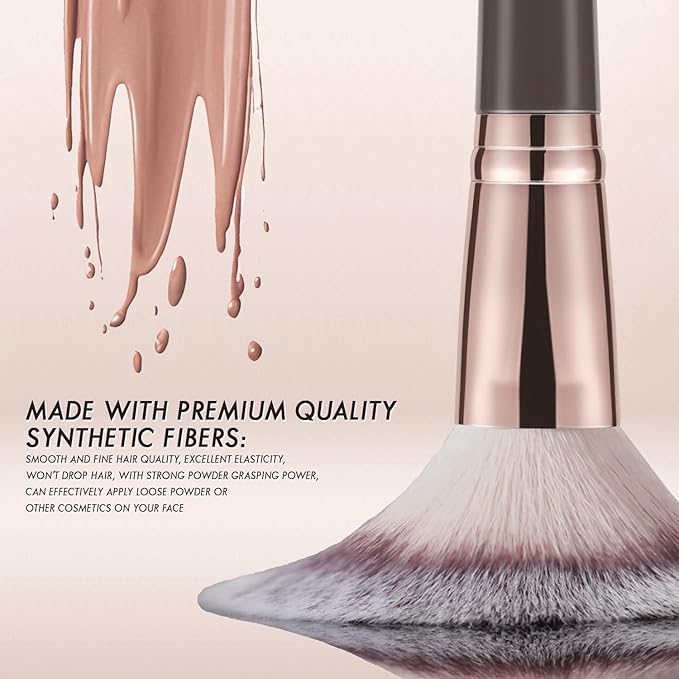 KINGMAS Foundation Makeup Brush, Double Ended Bronzer Brush Angled & Round Contour Brushes for Beauty Blending Liquid Powder, Concealer Cream Cosmetics Blush (Brown)