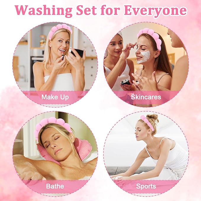 Women's Spa Headband, P!nk - Hairband for Facial Skincare, Makeup Removal, Yoga, Sports - Soft, Comfortable, Absorbent Microfibers, One Size Fits Most, Unisex-Adults, 1 Count