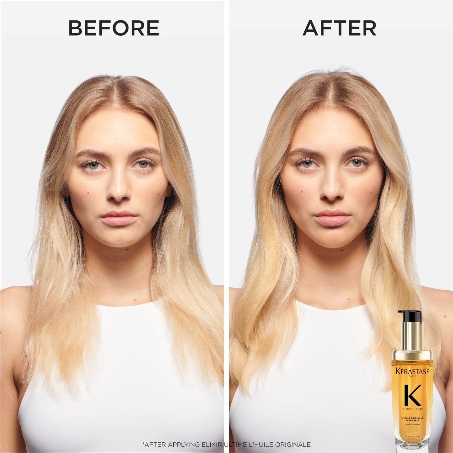 Kerastase Elixir Ultime Refillable Hair Oil - Hydrates & Smoothes Frizz, Adds Shine, With Wild Camellia, Nourishes & Strengthens Hair, 1.01 Fl Oz, Travel Size