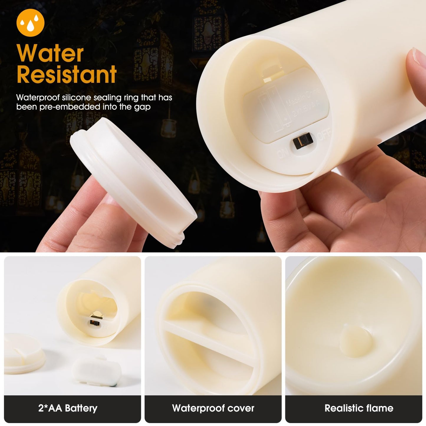 fclayvts 24-Pack LED Flameless Candles with Remote Control -Remote flameless Candles- Timer Candles -3D Flame, for Halloween Christmas Parties,Wedding,Home,Gift and Special Occasions(Three Sizes)
