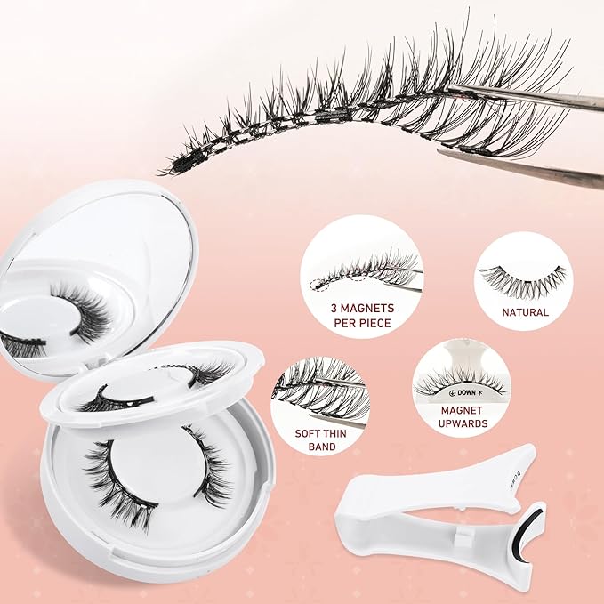Higu clace Magnetic-Eyelashes with Applicator 2 Pairs Magnetic-Lashes Natural Look Wispy Magnet Lashes Easy to Wear and RemoveÃ¯Â¼ÂDJCX-C+NÃ¯Â¼Â