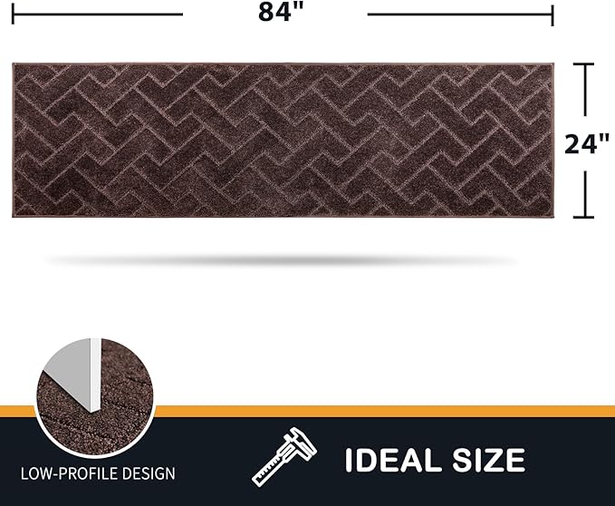 PURRUGS Dirt Trapping Door Mat 24" x 84", Non-Slip Machine Washable Entry Rug, Dog Doormat, Indoor Front Door Mat, Super Absorbent Entryway Rug for Muddy Shoes & Paws, Brown