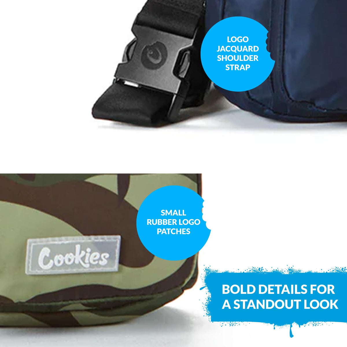COOKIES Travel Sling Bag 7.1 L - Unisex Crossbody Bag for Men & Women, Lightweight Shoulder Bag for Hiking & Travel - Navy