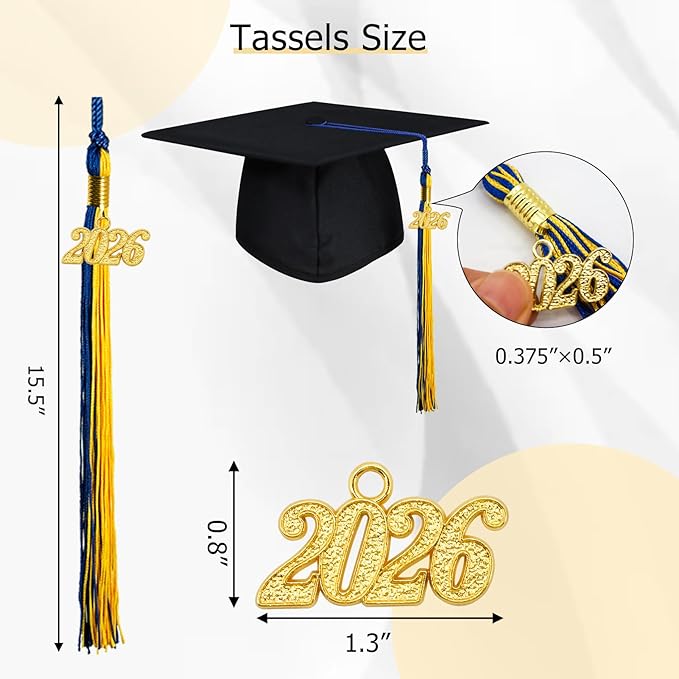 GraduationMall Single&Multiple Color Graduation Tassel with 2026 Year Charm 9"
