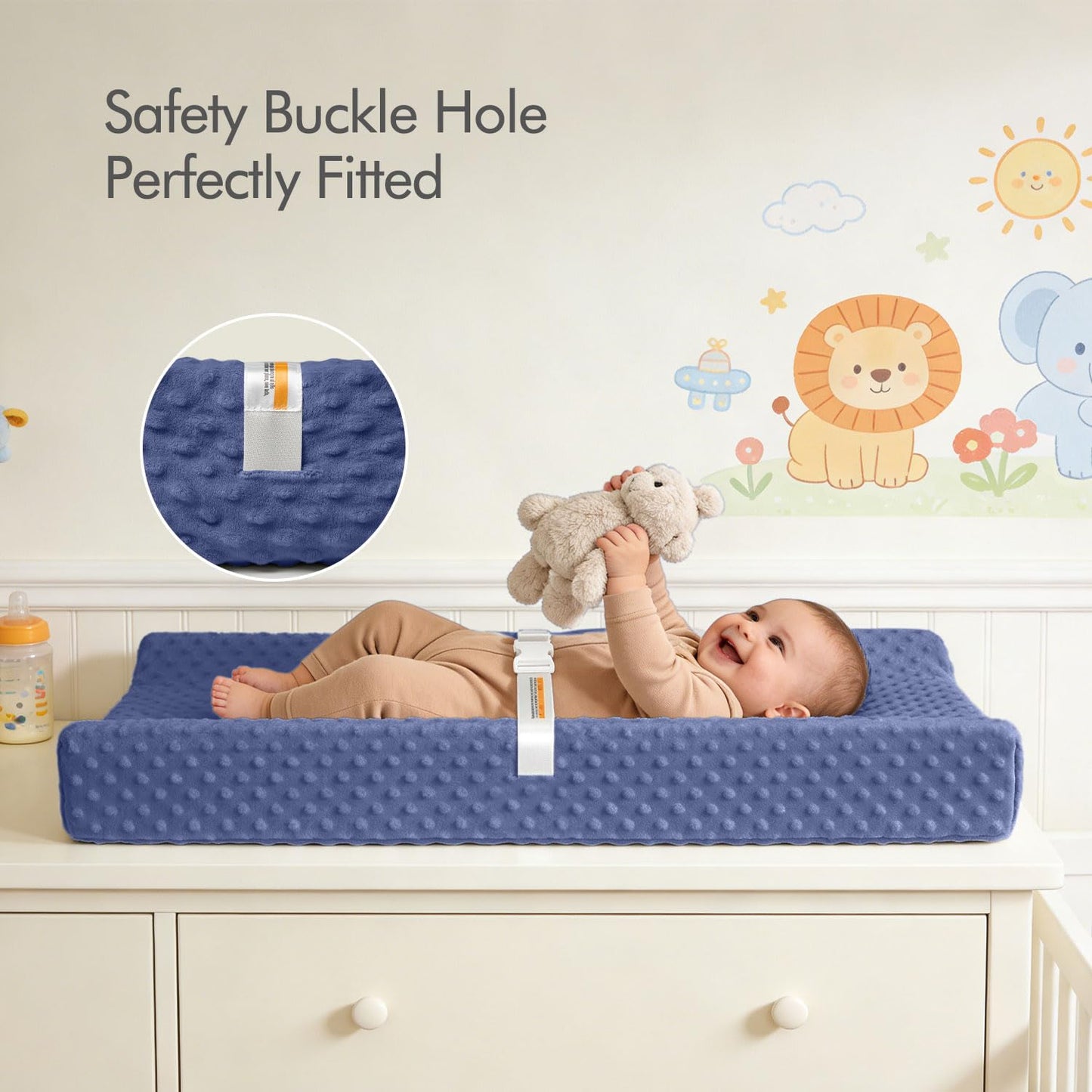 JVEOO 2 Pack Baby Changing Pad Covers, Super Soft Plush Dot Diaper Changing Table Covers Fit 32x16 Inch Changing Table Pad for Baby Boys & Girls