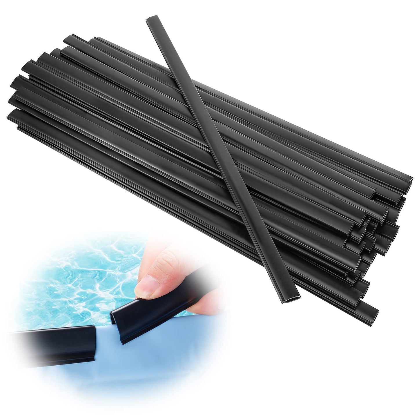 Biggun 24" Extra-Long Coping Strips for Overlap Above Ground Pool Liners - Easy to Install Swimming Pools Liner Lock Clip Replacement for 24ft Round Pool (Qty 38)