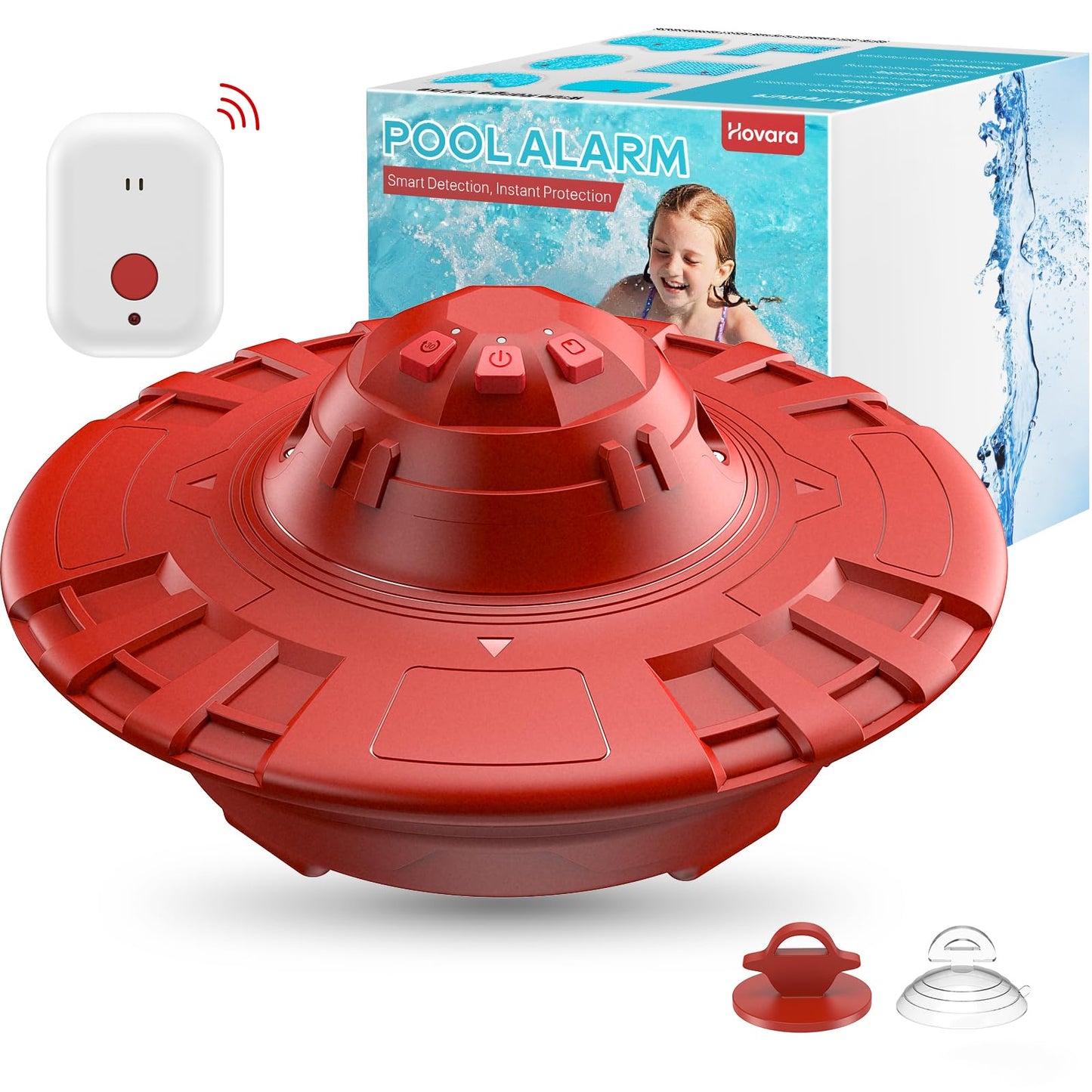 Pool Alarm, Floating Pool Safety Alarms for Inground & Above Ground Pools – Loud 110dB Alert, Adjustable Sensitivity, Protection for Kids & Pets (Hot Red)