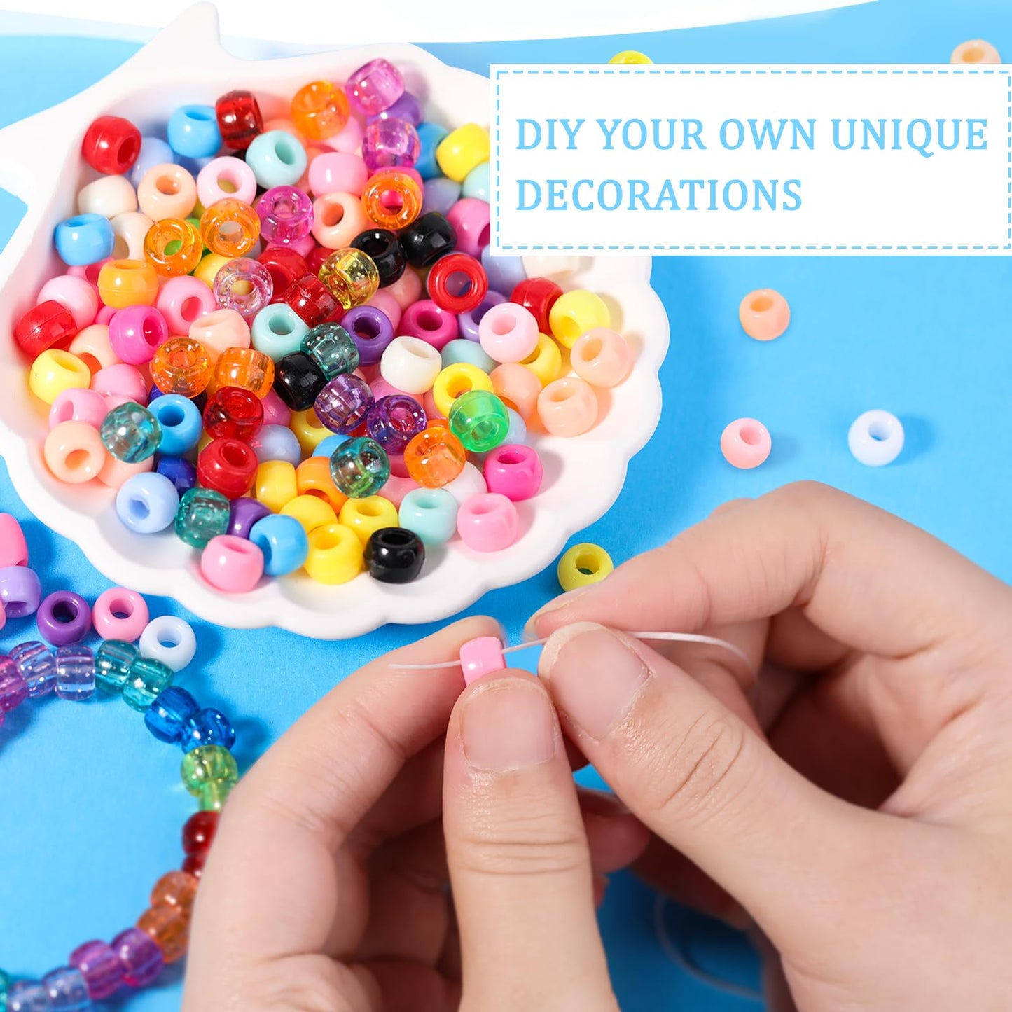 8000+ pcs Pony Beads Bulk for Bracelet Dark Blue Plastic Beads Making for Hair Braiding DIY Crafts Kandi Jewelry Key Chains and Ornaments Decorations Boxed