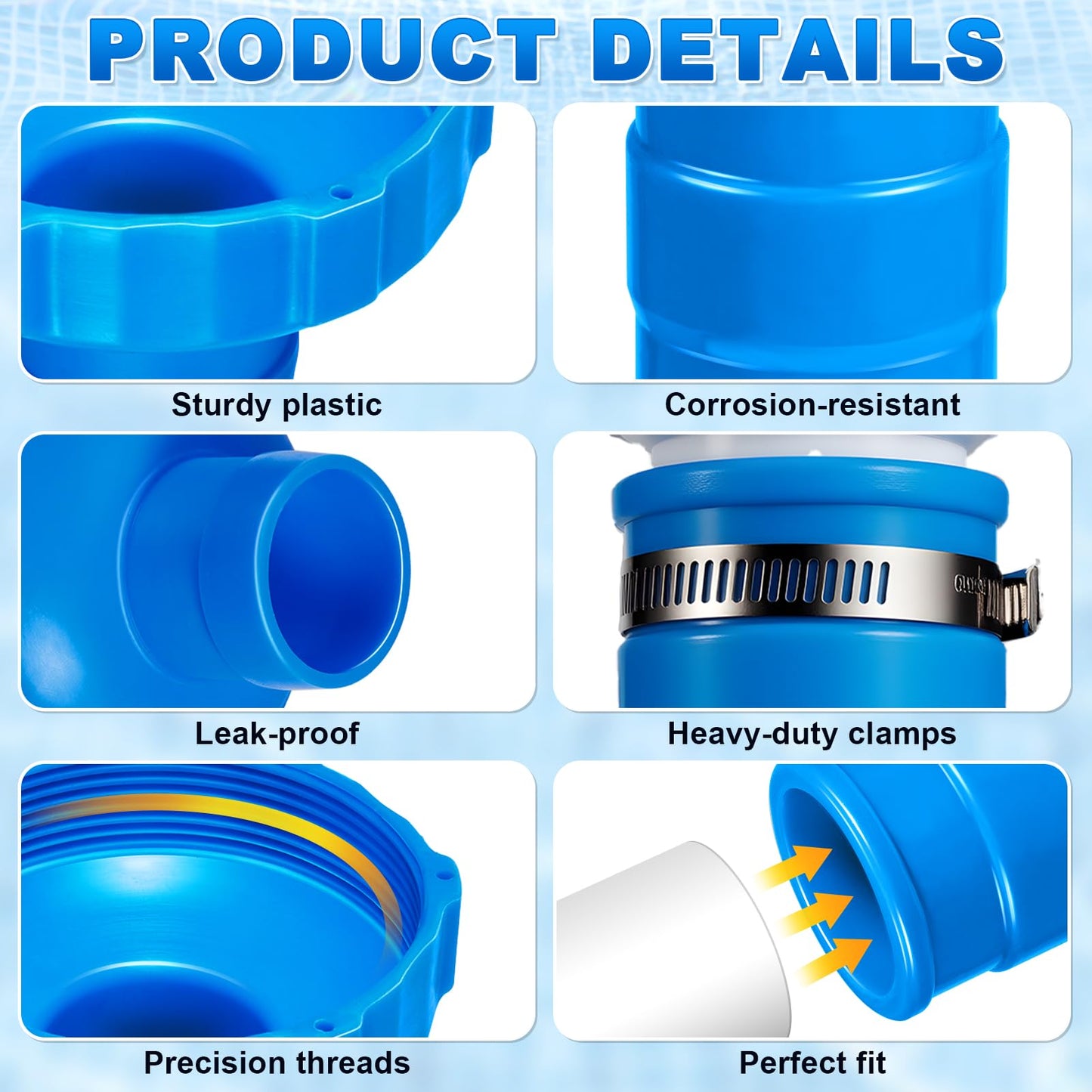 2 Set Pool Vacuum Hose Adapter Kit Compatible with Intex Adapter B,Pool Skimmer Hose Connector Replacement Hoses Adapter with Clamp for Above Ground Swimming Pool Vacuum Surface Skimmer Small Strainer